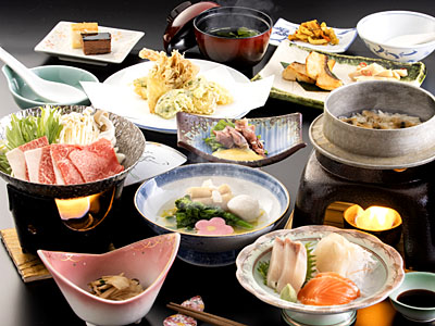 メインは福島牛鍋と季節の天ぷらプラン